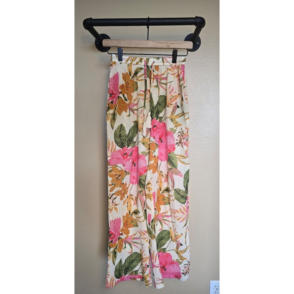 Floral resort wear / swim suit cover up lightweight pants‎ women's extra small